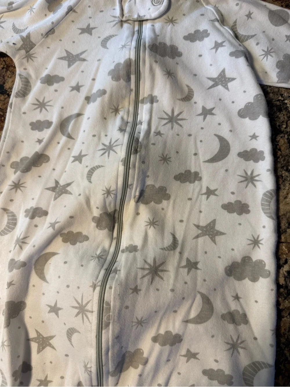 Baby Sleep Sack with Gray Moon & Star Print - Soft Long-Sleeve Pajamas